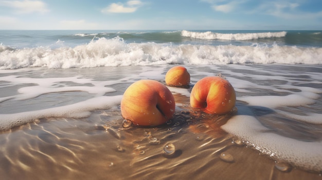 Beach image captures a refreshing peach Generative AI