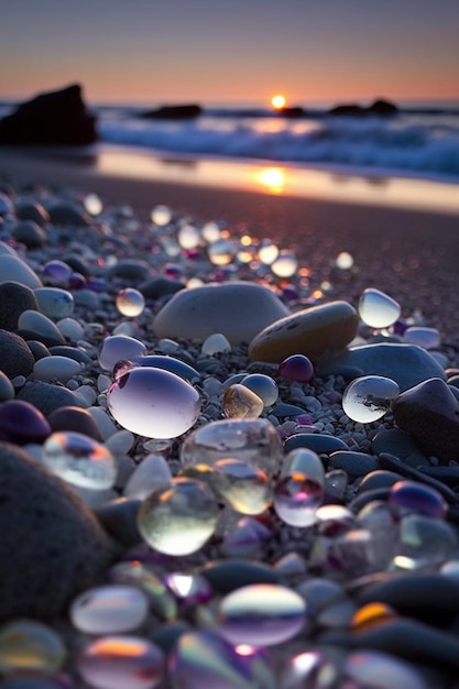 The beach is covered in pebbles and pebbles.