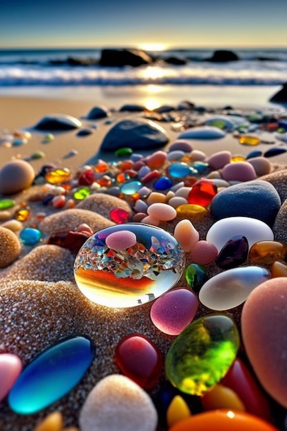 The beach is full of pebbles and stones.