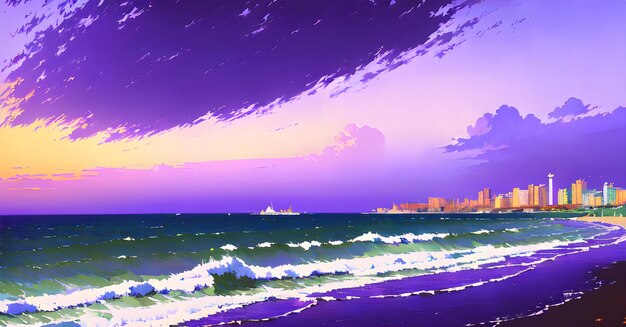 Beach Landscape Panoramic Wall Art Digital Generated AI beautiful banner