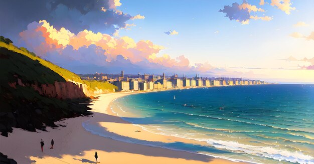 Beach Landscape Panoramic Wall Art Digital Generated AI beautiful banner