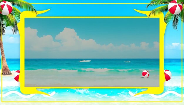 Beach Layout for a Summer Streamer With Bright Colors Beach Scene Palm Tr Game Interface Designe