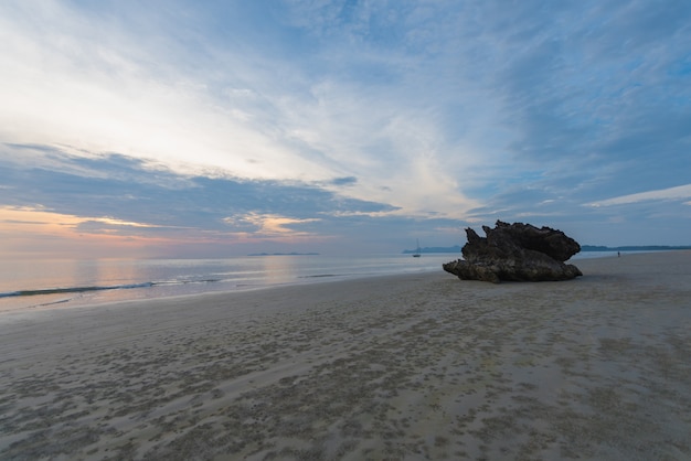 The beach and the light in the evening