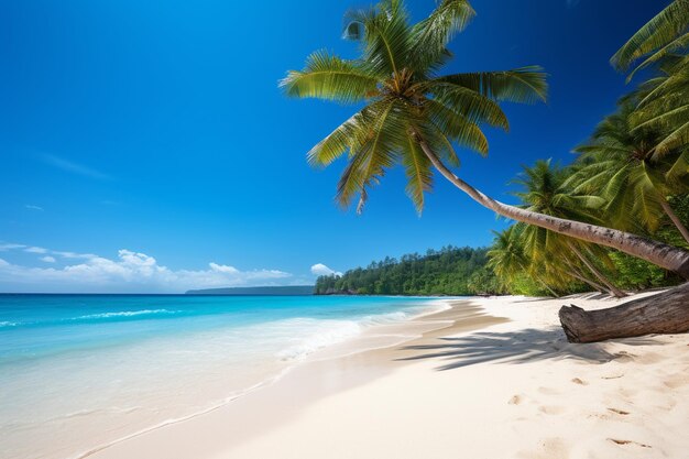 Beach nature palm sea sand beach in tropical idyllic paradise island exotic landscape for dream