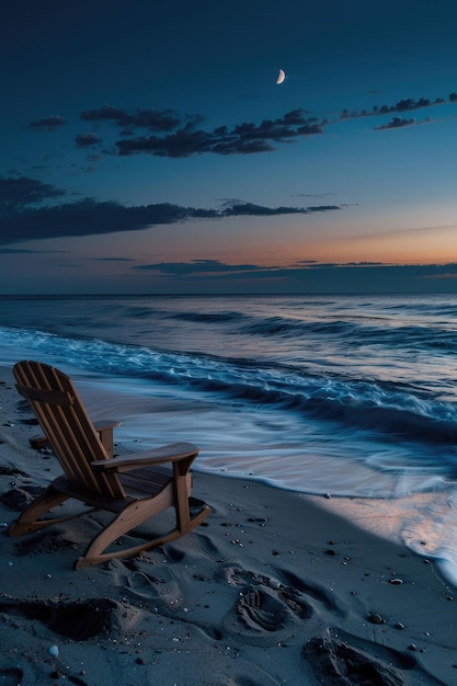 Photo beach at night tranquil coastal beauty