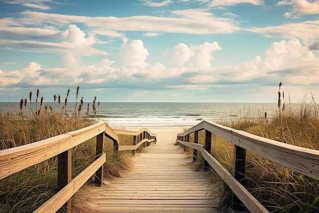 A beach and a path to it in autumn colors