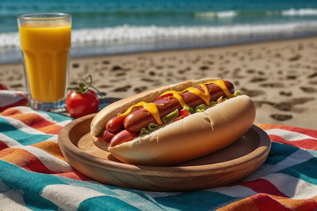 Beach Picnic Hot Dog Feast realistic and high qual