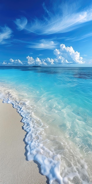 Beach Sand Blue Cyan Water on White Sand Beach in Bali Asia