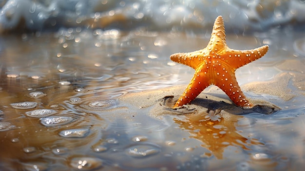 Beach sand with starfish