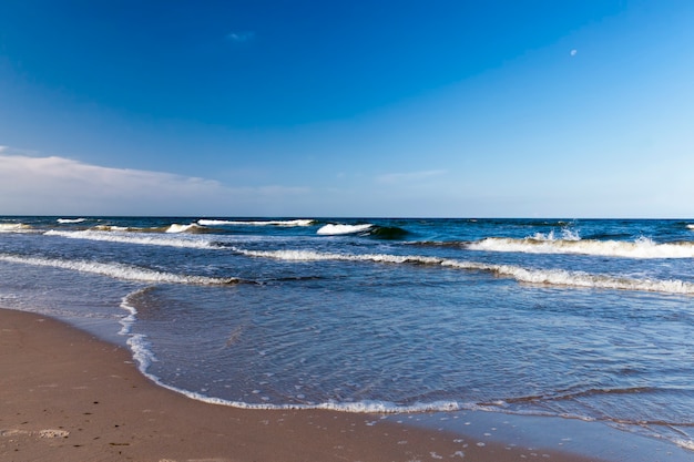 beach shore with clear blue sky