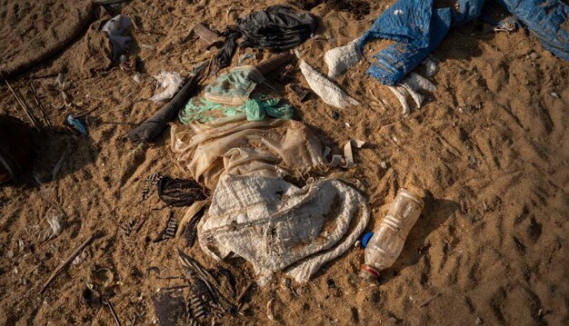 Beach of Sri Lanka is polluted with garbage