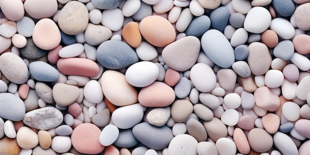 Photo a beach stone background with smooth sunbleached pebbles