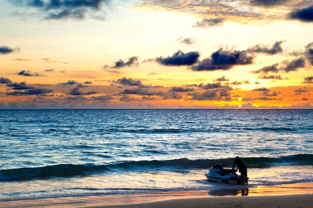 Beach sunset seascape