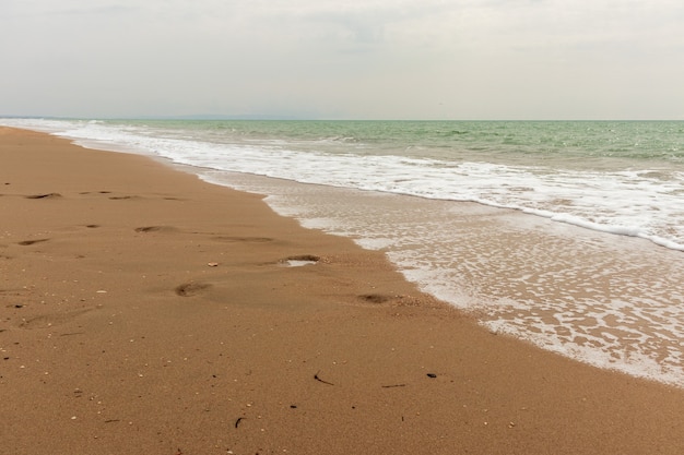 Beach in sunset time, tilt shift soft effect