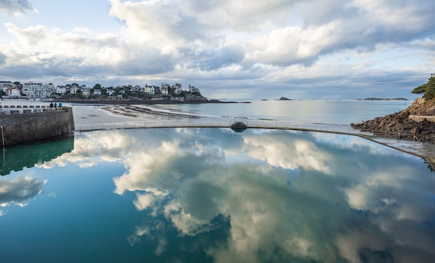 Beach and swiming pool in Dinard, Brittany, France