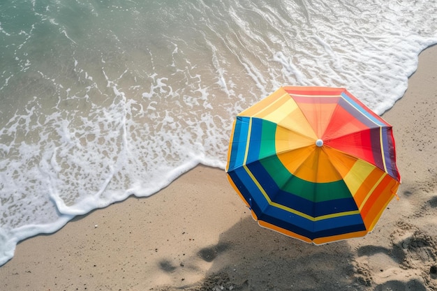 Beach umbrella sunny background Generate Ai