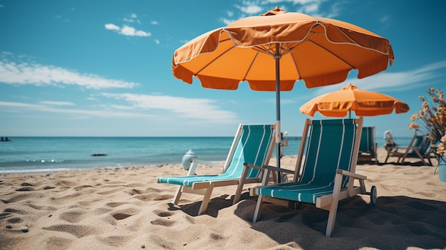 beach umbrellas and chairs on the sandy beach