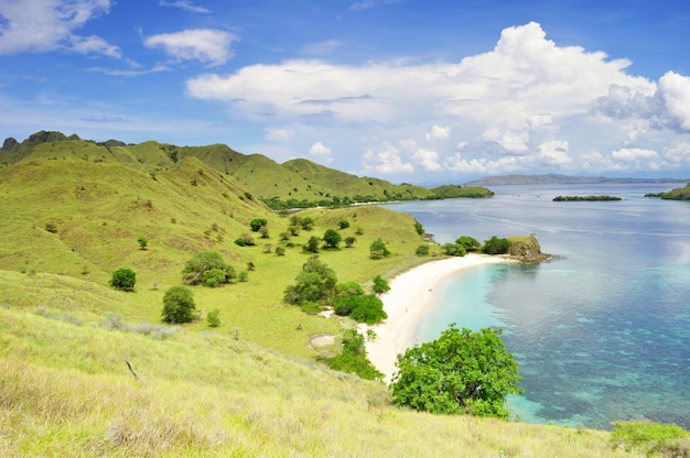 Beach view from hills in Flores Indonesia