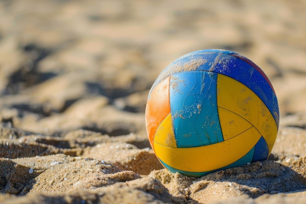 Beach volleyball ball on the sand beach Team sport concept Summer holidays by the sea