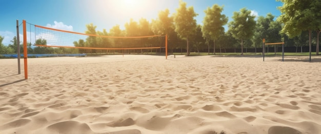 beach volleyball court on a sunny summer day