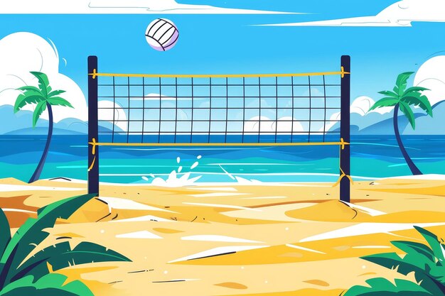 Photo beach volleyball net clipart set up for a lively game