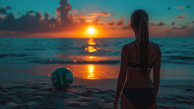 Beach volleyball silhouette