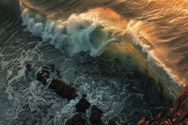 Photo beach wave from above