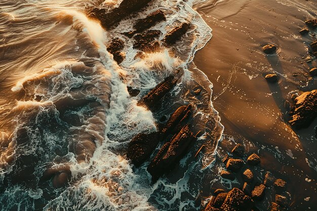 Photo beach wave from above