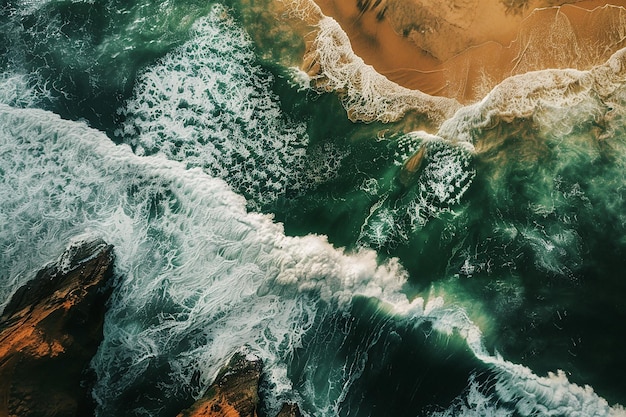 Photo beach wave from above