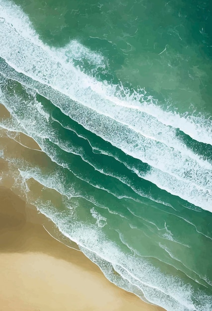 Beach and waves from above water background from the top Summer attacks from the air Aerial view of a blue ocean