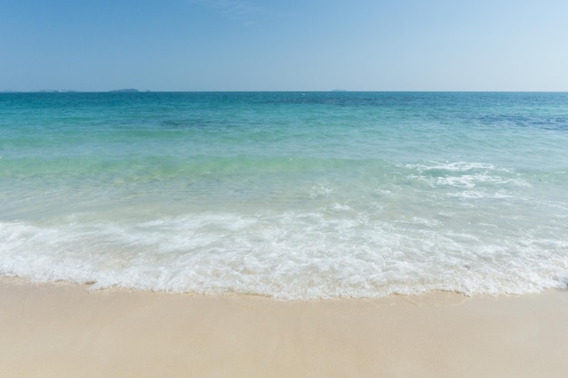 Beach and waves tropical sea with blue sky on sunny day background copy spacexDxAxA