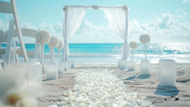 Photo beach wedding ceremony setup