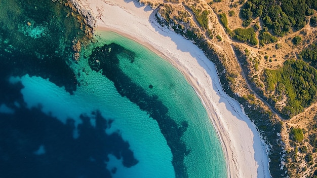 Photo a beach with a beach and a beach with a beach and a beach with a beach and a sandy beach