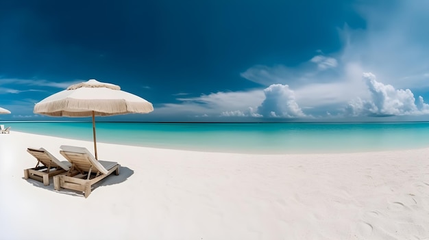 A beach with a beach umbrella and a beach umbrella