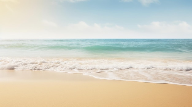 A beach with a blue sky and a beach scene