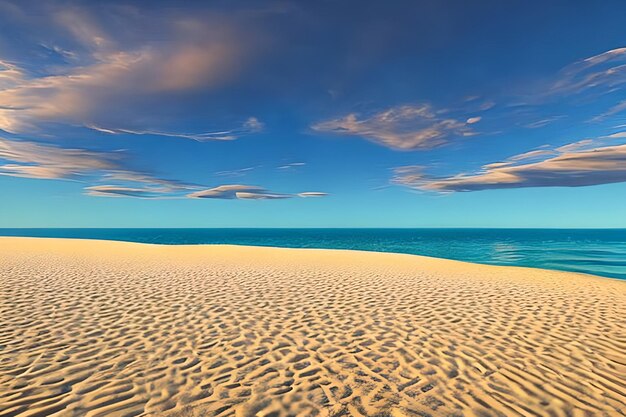 A beach with a blue sky and clouds