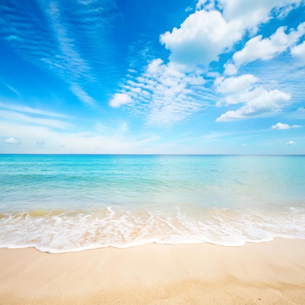 a beach with a blue sky and a few clouds in the sky