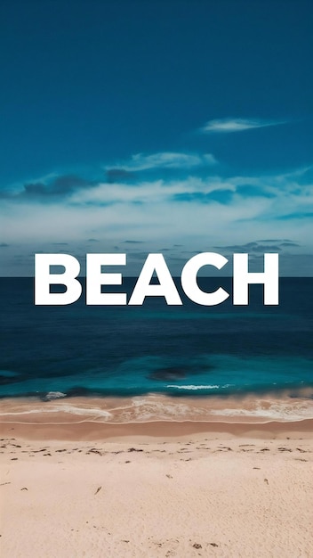 Photo a beach with a blue sky and the ocean and the words beach on it