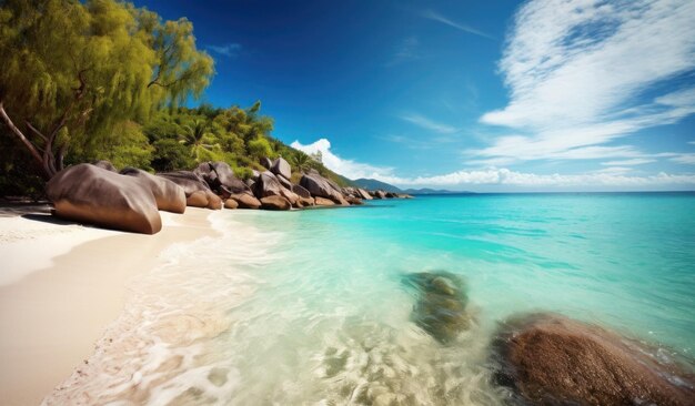 A beach with a blue water and a cloudy sky