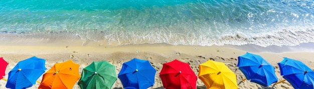 Beach with colorful umbrellas