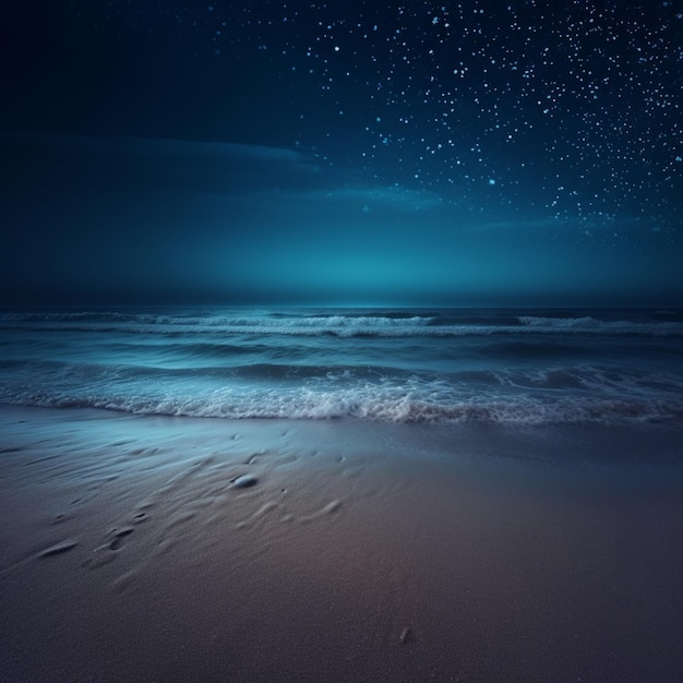 A beach with the ocean and the stars on it