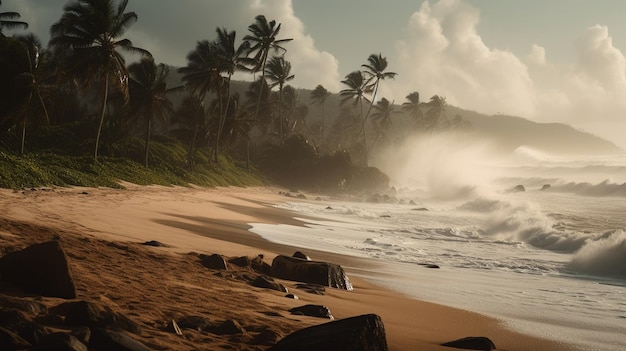 A beach with a sign that says'surf'on it