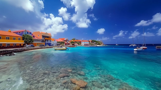 a beach with a small island with a boat in the water