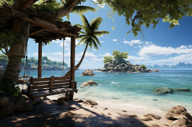 beach with swing