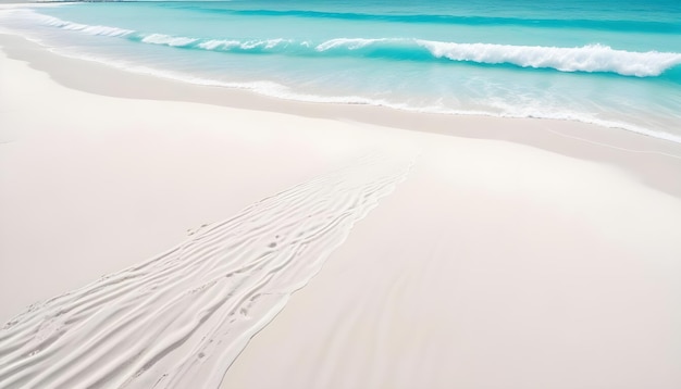 Photo a beach with a tire tracks in the sand