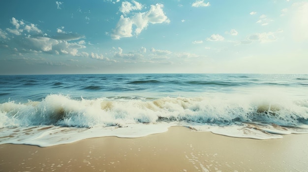 a beach with a wave that is about to be washed up