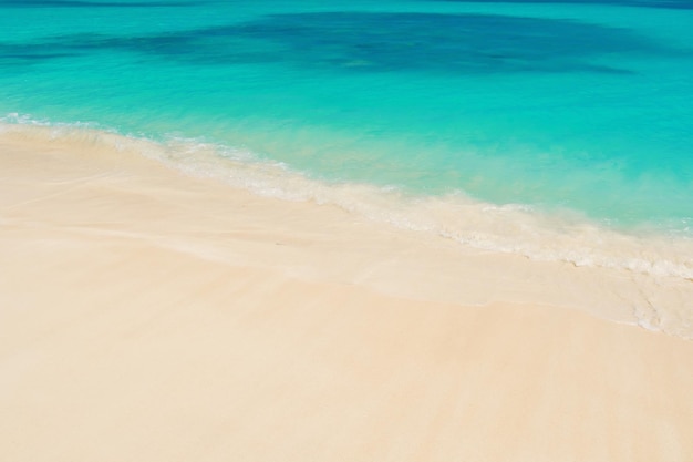 Beach with white sand clear blue water in antigua Beach sand and sea or ocean on sunny day