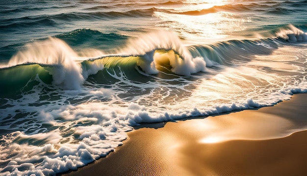 Photo beach with white waves