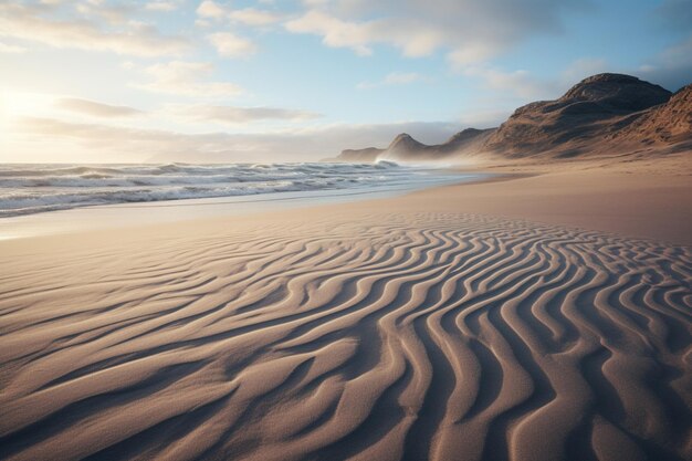 Photo beach with windswept patterns in the sand