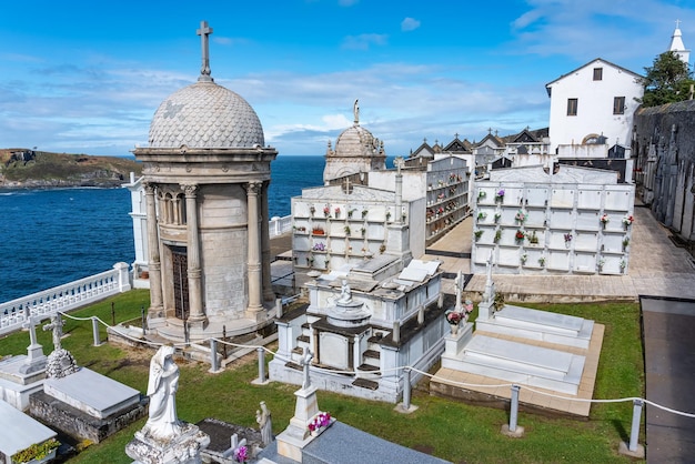 Beachfront cemetery located on a cliff in the Cantabrian Sea in Luarca Asturias